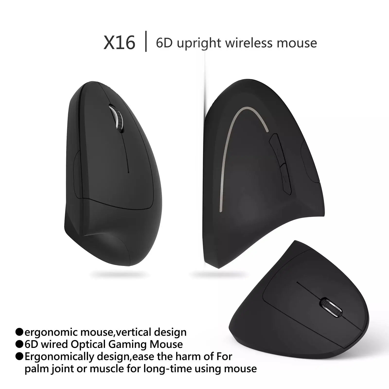Mouse Vertical Ergonómico Inalámbrico CUJMH 2.4G 1600 DPI