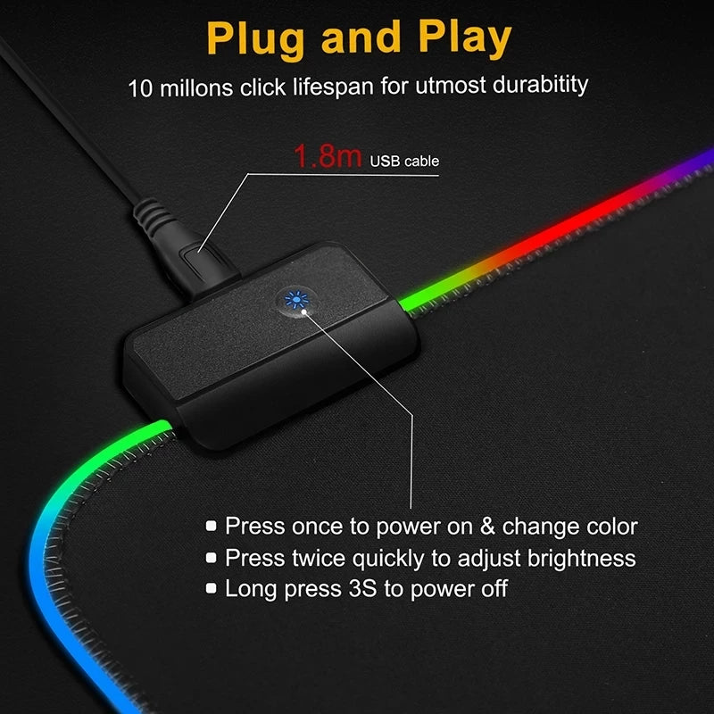 Alfombrilla Gaming iMice RGB LED XXL - Tapete Impermeable 8 Modos