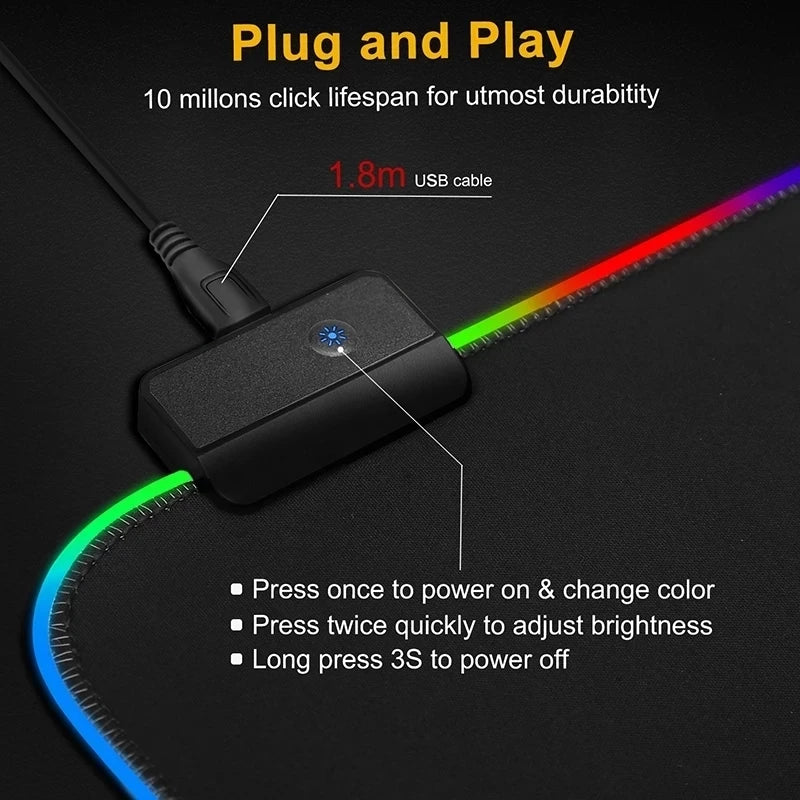 Alfombrilla Gaming iMice RGB LED XXL - Tapete Impermeable 8 Modos