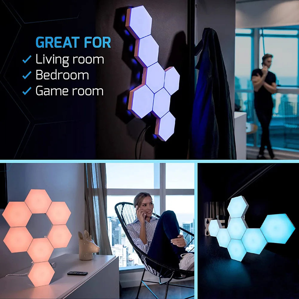 Luces LED de Pared Hexagonales JGT RGB - Táctil y Control Remoto