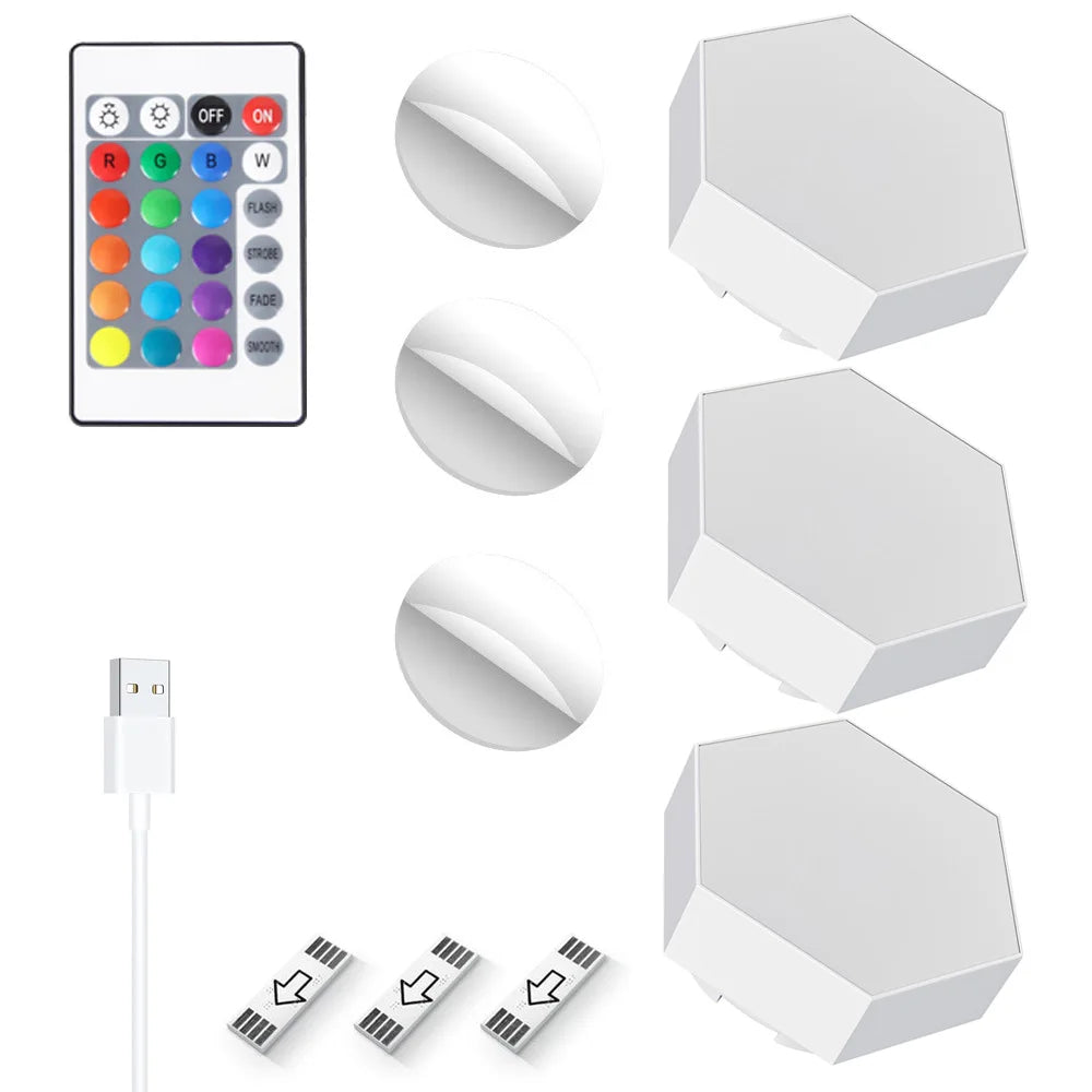 Luces LED de Pared Hexagonales JGT RGB - Táctil y Control Remoto