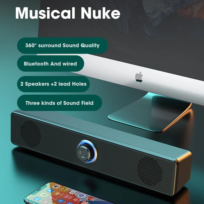 AyeBeau Barra de Sonido Bluetooth - Sonido 3D Surround 6W USB