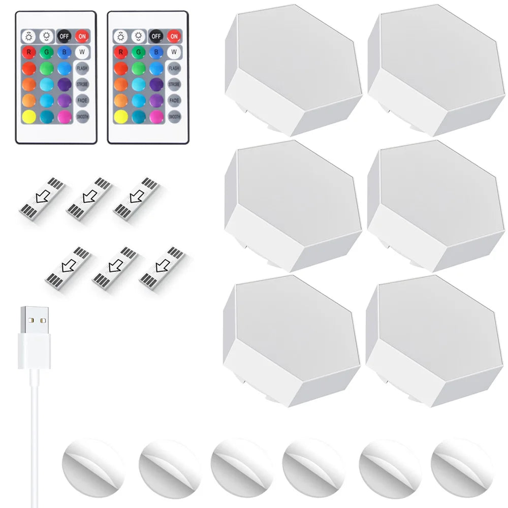 Luces LED de Pared Hexagonales JGT RGB - Táctil y Control Remoto