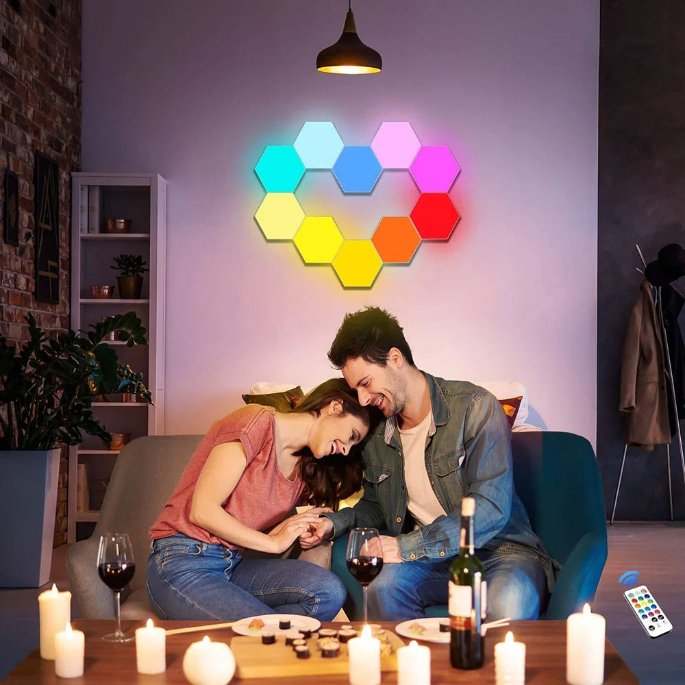 Luces LED de Pared Hexagonales JGT RGB - Táctil y Control Remoto