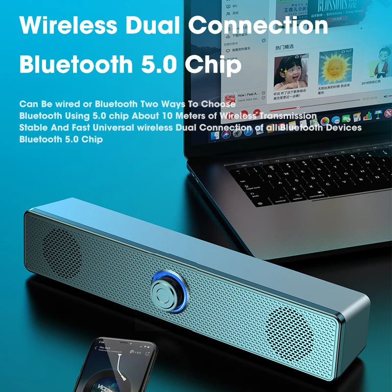 AyeBeau Barra de Sonido Bluetooth - Sonido 3D Surround 6W USB