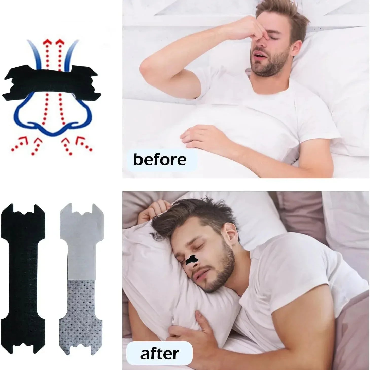 Enhanced Adhesion Sports Nasal Strips 30/90/150/300 PCS Breathable Comfortable Sleep Aid Non-Invasive Anti-Snoring Nose Patch - Viralshop-