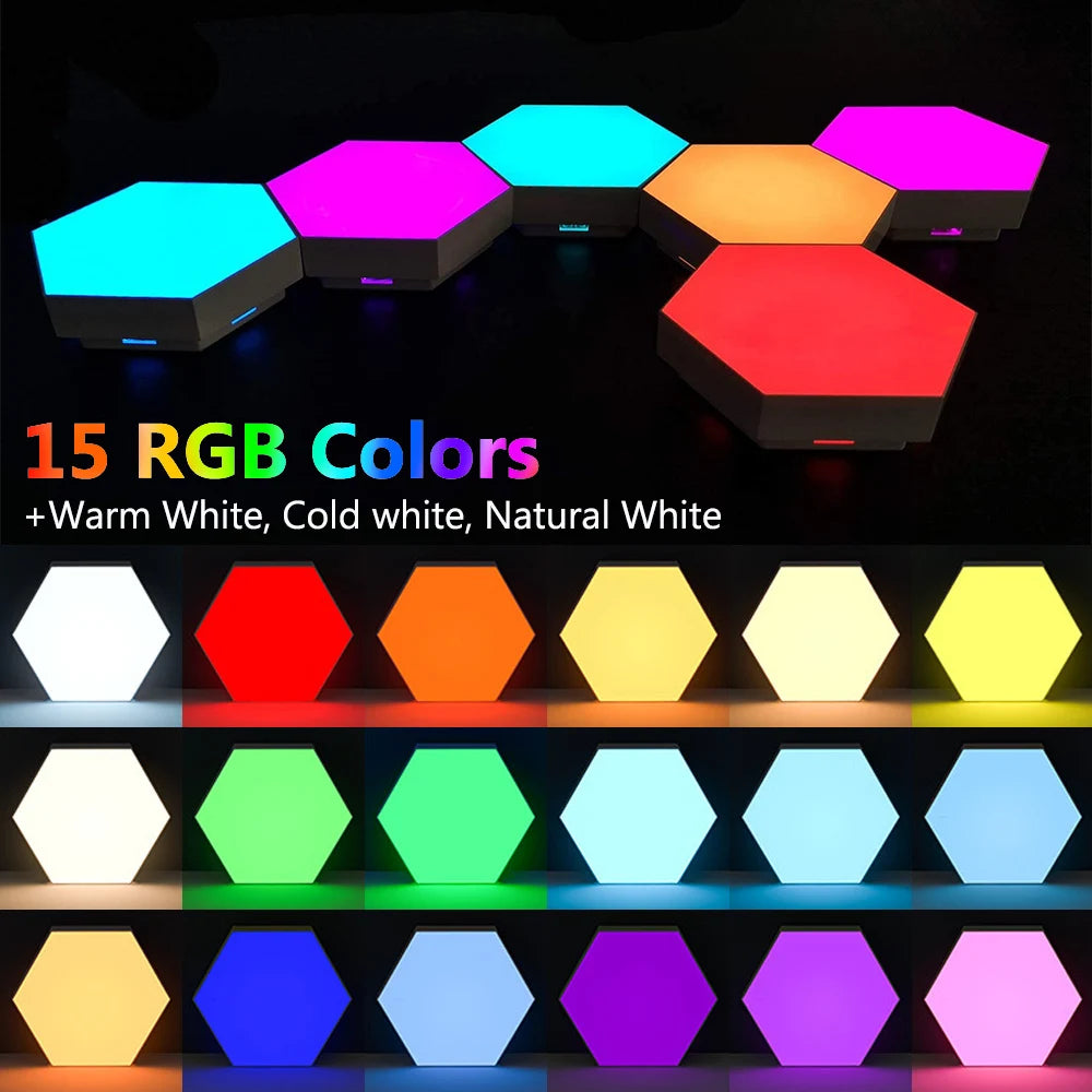 Luces LED de Pared Hexagonales JGT RGB - Táctil y Control Remoto