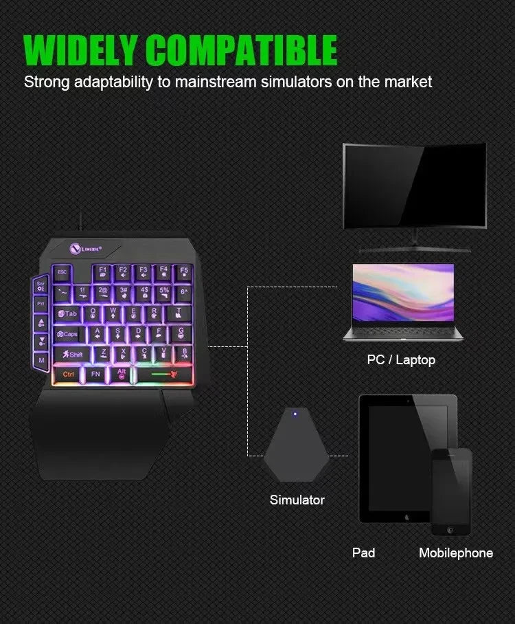 Teclado Mecánico Gaming de una Sola Mano - 35 Teclas RGB USB