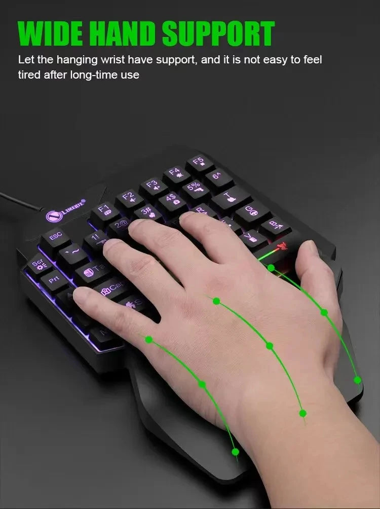 Teclado Mecánico Gaming de una Sola Mano - 35 Teclas RGB USB