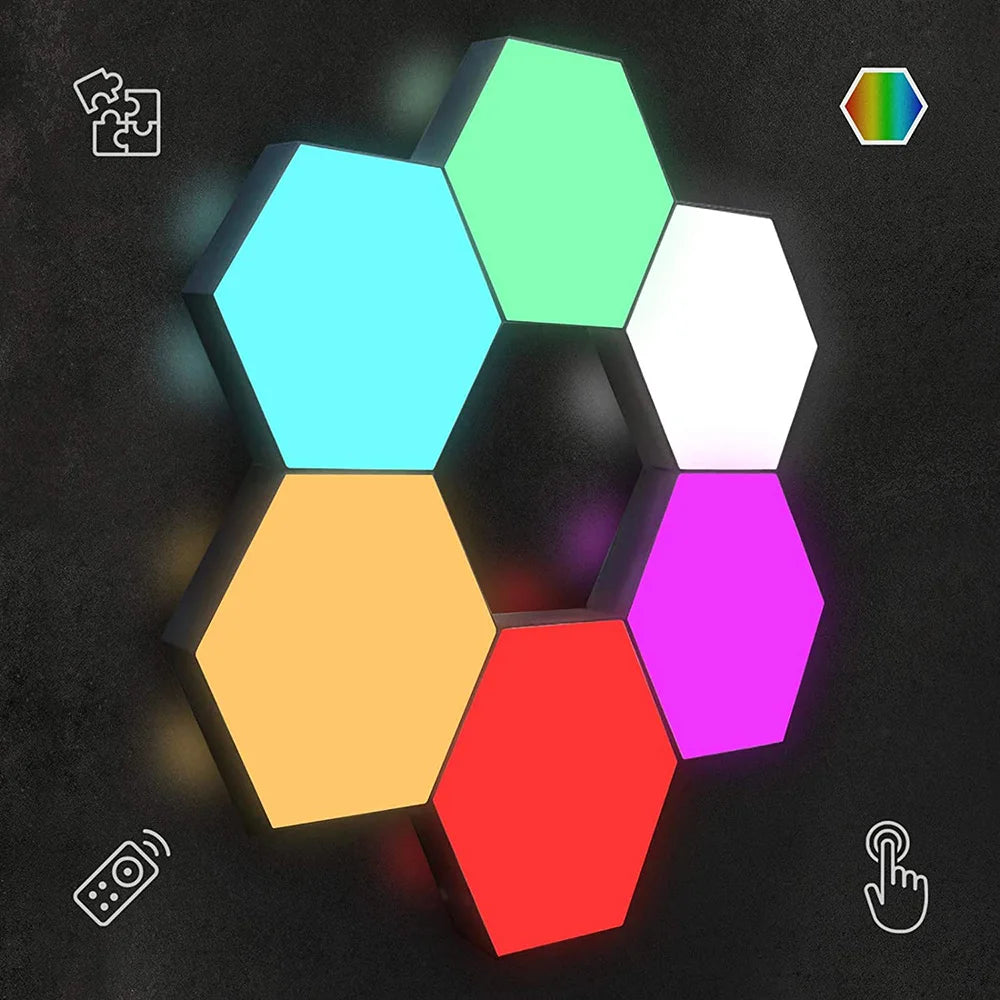 Luces LED de Pared Hexagonales JGT RGB - Táctil y Control Remoto
