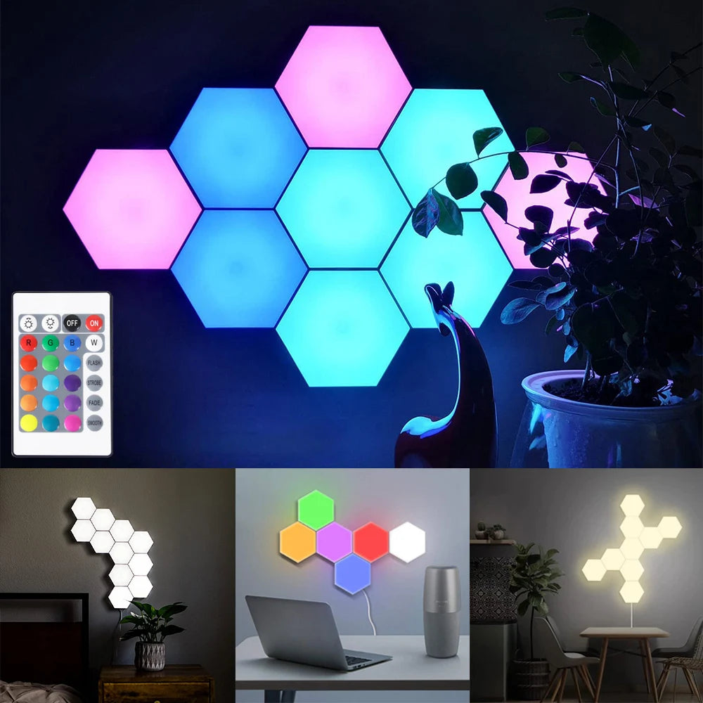Luces LED de Pared Hexagonales JGT RGB - Táctil y Control Remoto