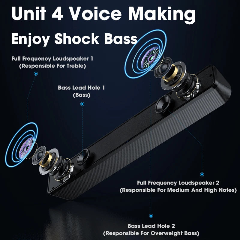 AyeBeau Barra de Sonido Bluetooth - Sonido 3D Surround 6W USB