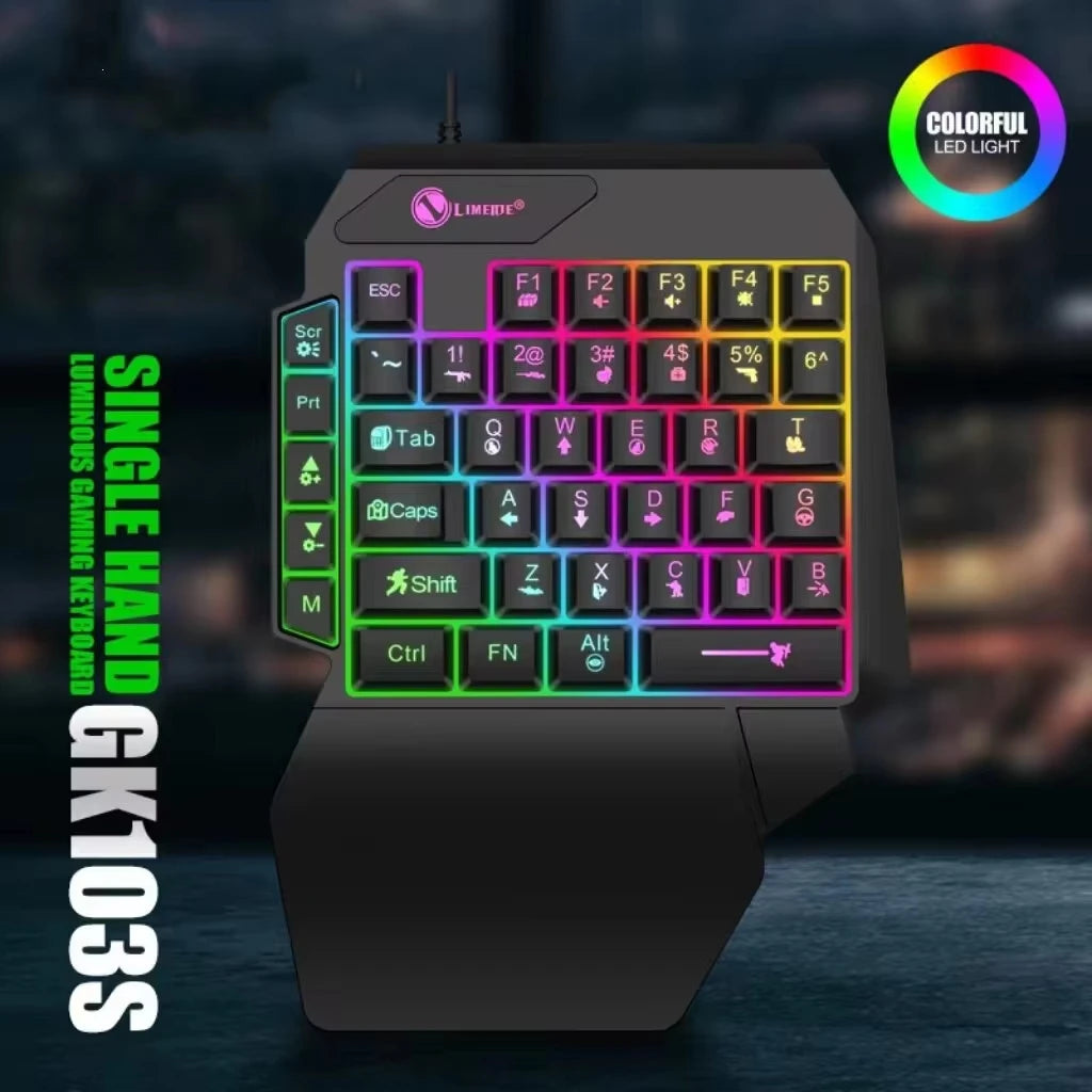 Teclado Mecánico Gaming de una Sola Mano - 35 Teclas RGB USB