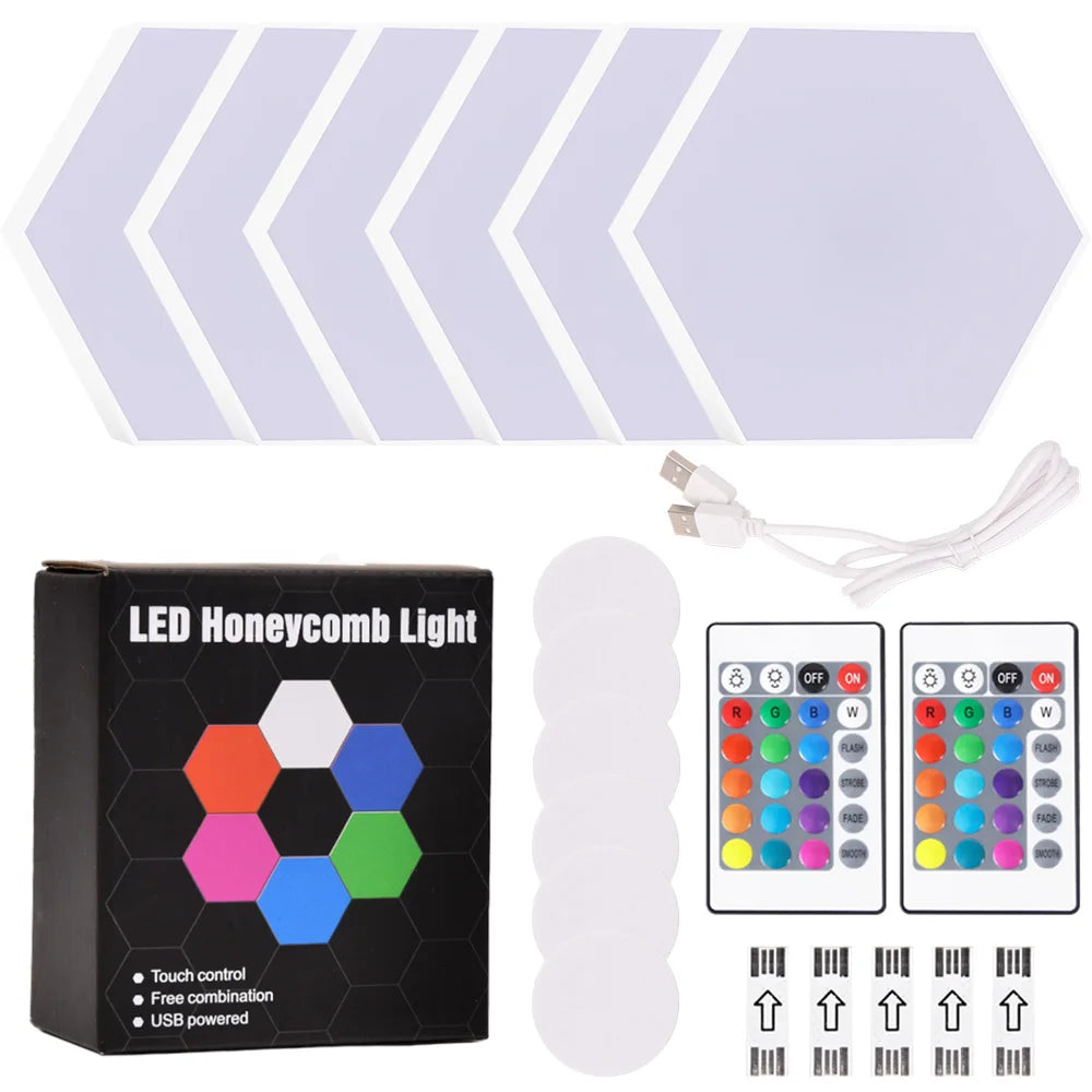 Luces LED de Pared Hexagonales JGT RGB - Táctil y Control Remoto