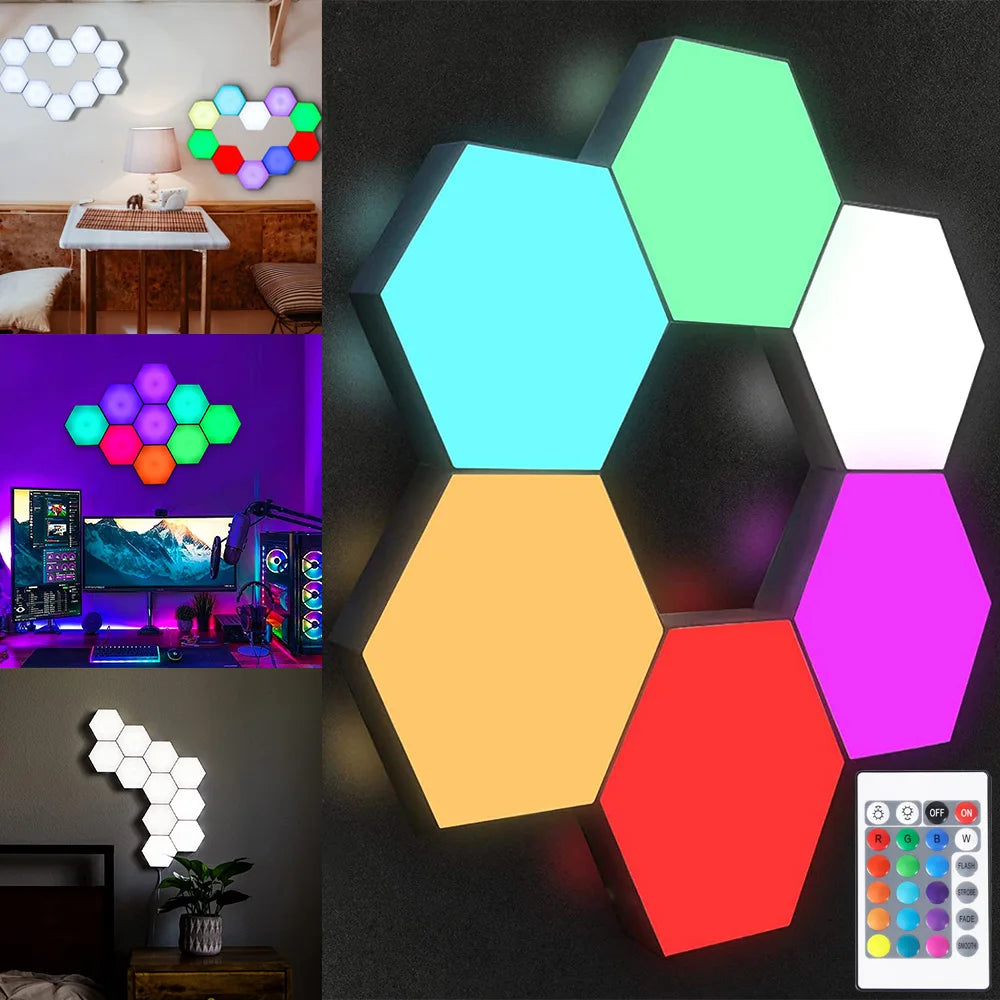 Luces LED de Pared Hexagonales JGT RGB - Táctil y Control Remoto