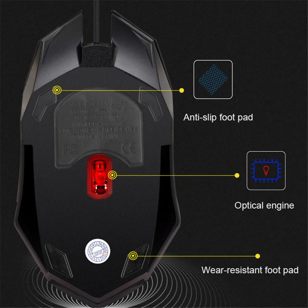 Ratón Gaming con Cable Kebidumei - 5000 DPI LED 7 Colores Silencioso