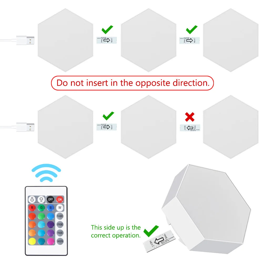 Luces LED de Pared Hexagonales JGT RGB - Táctil y Control Remoto