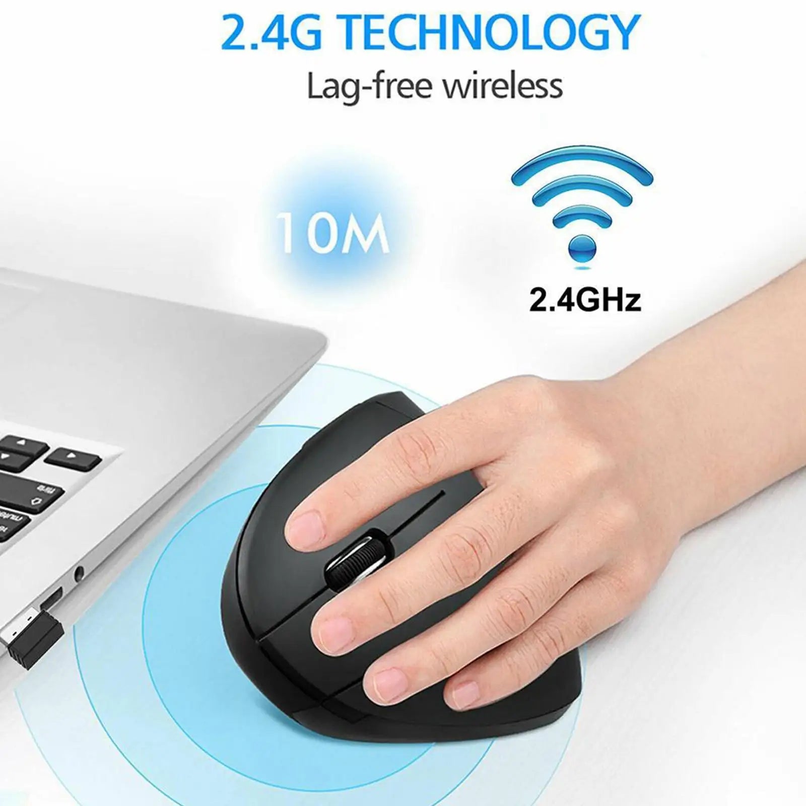 Mouse Vertical Ergonómico Inalámbrico CUJMH 2.4G 1600 DPI