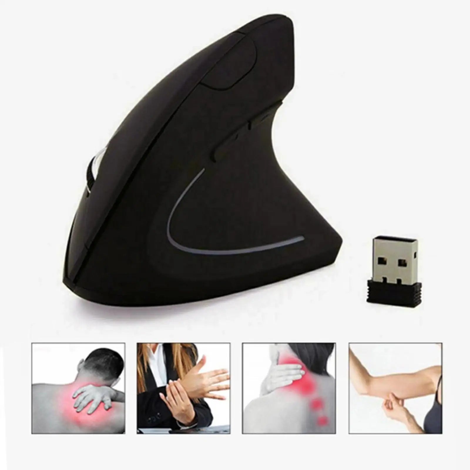 Mouse Vertical Ergonómico Inalámbrico CUJMH 2.4G 1600 DPI