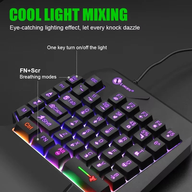 Teclado Mecánico Gaming de una Sola Mano - 35 Teclas RGB USB