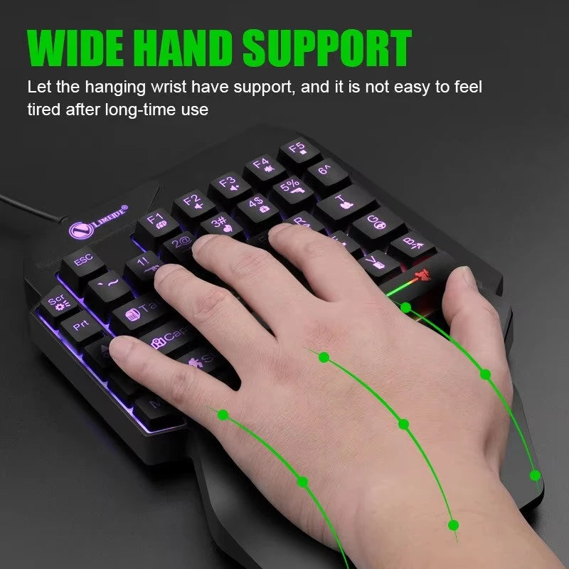 Teclado Mecánico Gaming de una Sola Mano - 35 Teclas RGB USB